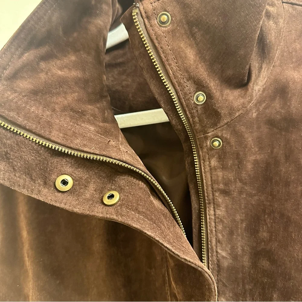 Zara Suede Jacket in Brown Size Large - Picture 8 of 9